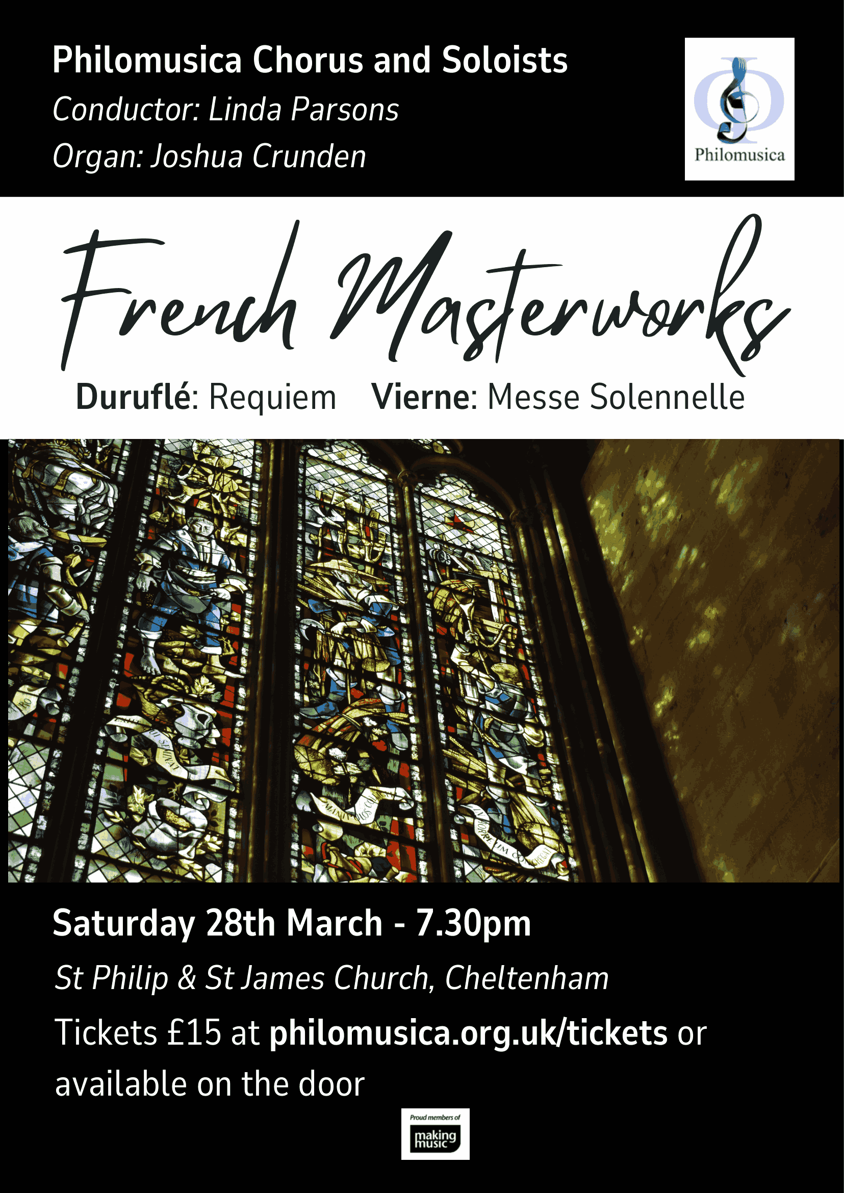 Poster for Philomusica's Spring 2026 concert in Cheltenham.